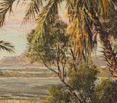 Tinus de Jongh; Lagoon with Palm Trees