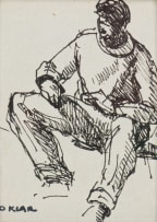 Otto Klar; Seated Man; Trees; Houses and Figures, three