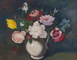 Pranas Domsaitis; Jug od Roses and Other Flowers, recto; Five Figures (Unfinished), verso