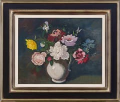Pranas Domsaitis; Jug od Roses and Other Flowers, recto; Five Figures (Unfinished), verso