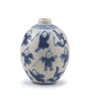A Chinese blue and white 'boys' miniature vase, Qing Dynasty, 19th century