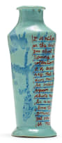 Hylton Nel; A Pair of Turquoise Vases with Text, two