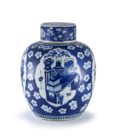 A Chinese blue and white jar and cover, Qing Dynasty, 19th century