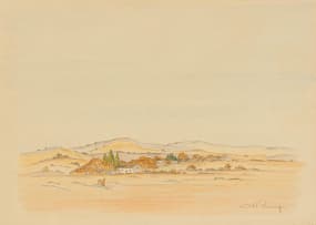 Jacob Hendrik Pierneef; Landscape with Distant Farmhouses