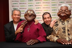 Zapiro, Thierry Cassuto and the ZANews Puppet Workshop; ZANews Mandela Puppet