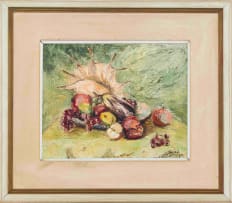 Stella Shawzin; Still Life with Fruit and Conch Shell