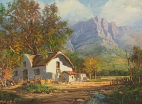 Gabriel de Jongh; Cottage in a Mountain Landscape