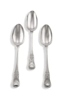 Three George III silver 'Kings' pattern dinner spoons, James Newlands, Edinburgh, 1817