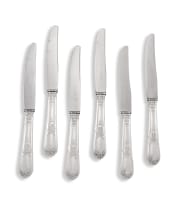 A set of six French silver-plate dessert knives