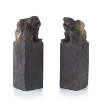 A pair of Chinese soapstone seals, early 20th century
