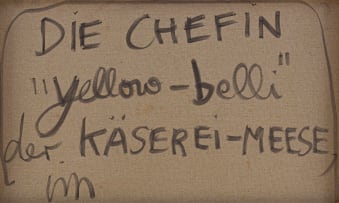 Jonathan Meese; Die Chefin 'Yellow-Belli' der Kaserei-Meese in Milchshaketum der Hohen Norden's Gelle