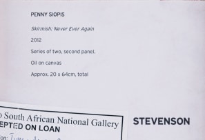 Penny Siopis; Skirmish: Never, Ever Again, diptych