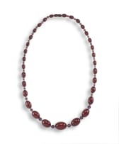Amber, crystal and amethyst bead necklace