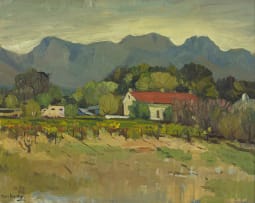 Piet van Heerden; Cape Cottage with Vineyard