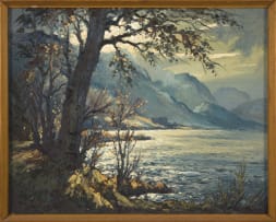 Robert Leslie Howey; Mountainous Landscape with Lake and Tree