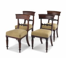 Four early Victorian mahogany and upholstered dining chairs