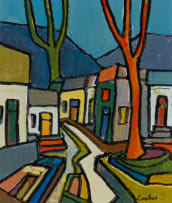 Arthur Edward Cantrell; Street Scene with Houses and Trees