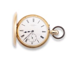 18ct gold half hunting cased keyless lever watch, E. White, 1882