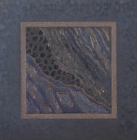 Sandra Uttridge and Nelius Britz; Two blue torques tiles with gold, silver and bronze lustre