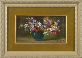 Otto Klar; Flowers in a Green Vase