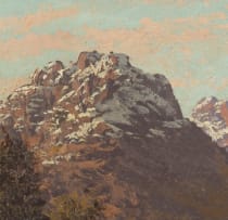 Tinus de Jongh; Cottage and Snow Capped Mountain