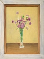 Walter Meyer; Purple Flowers in a Glass Vase
