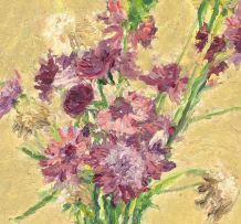 Walter Meyer; Purple Flowers in a Glass Vase