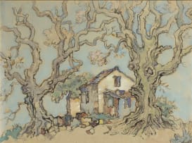 Gregoire Boonzaier; Bare Oaks and Cottages, Winter
