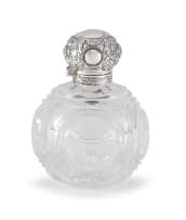 A clear glass and silver-mounted perfume bottle, Joseph Glouster & Son, London, 1897