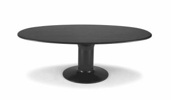 A black stained oak dining table, 20th century