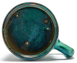 A pair of green and blue-glazed Linn Ware tankards