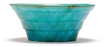 A Linn Ware green and blue-glazed bowl