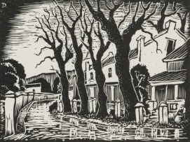 David Botha; Street Scene with Houses and Trees, Paarl
