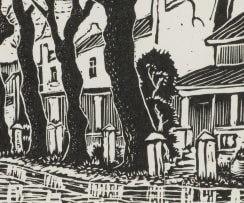 David Botha; Street Scene with Houses and Trees, Paarl