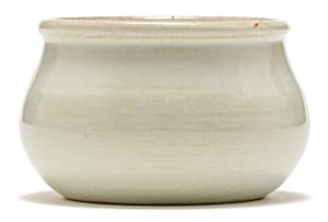 A Linn Ware cream and russet-glazed vase