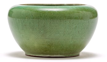 A Globe green-glazed vase