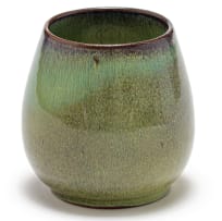 A Globe mottled green, blue and purple-glazed vase