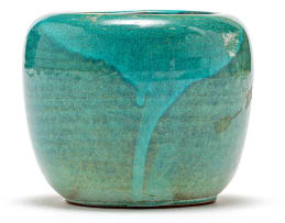 A Globe turquoise and green-glazed vase