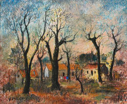 George Enslin; Houses with Bare Trees
