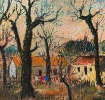George Enslin; Houses with Bare Trees