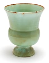 A Linn Ware celadon and russet-glazed vase