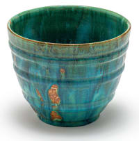 A South African ceramic green and blue-glazed bowl, probably Linn Ware