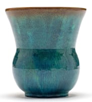 A Linn Ware blue, green and brown-glazed vase