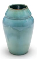 A Linn Ware blue and green-glazed vase