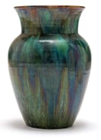 A Linn Ware iridescent blue, green and brown-glazed vase