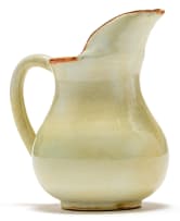 A Linn Ware cream and russet-glazed bottle vase