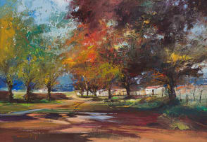 Derric van Rensburg; Landscape with Autumn Trees