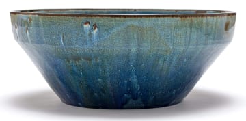 A large Ceramic Studio blue and green-glazed bowl, 1939