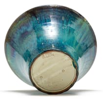 A Globe blue, green and brown-glazed vase