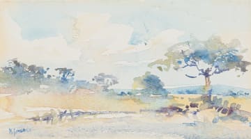 Durant Sihlali; Landscape with Trees; Hut; Figures in a Landscape